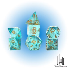 SIRIUS DICE SHARP-EDGED AQUA FAIRY 7-DIE SET